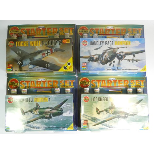 146 - Airfix, eight sealed starter packs of 1:72 kits of aviation model, A55102, A55107 (opened), 03025, t... 