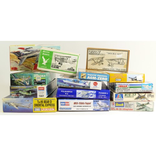 155 - A group of model kits to include a Dragon 1:200 Tu-95 Bear D 'Oriental express', and other branded e... 