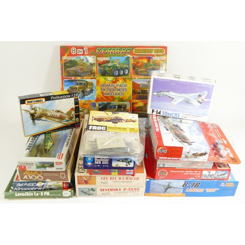 158 - A group of model kits to include two Williams Bros Inc 1:32 aviation kits, 32-135, 32-711, and other... 