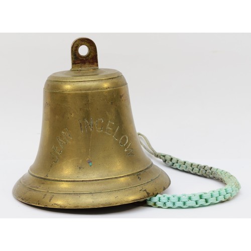 174 - A brass ships bell, inscribed Jean Ingelow, by John Roby Ltd., Rainhill, 21 x 20cm.
The Jean Ingelow... 