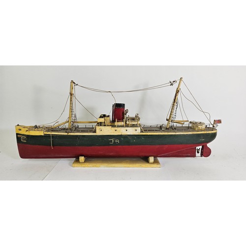 177 - A scratch built wooden model of the Wilson Shipping Line SS Erato, with rigging and spars, mounted o... 