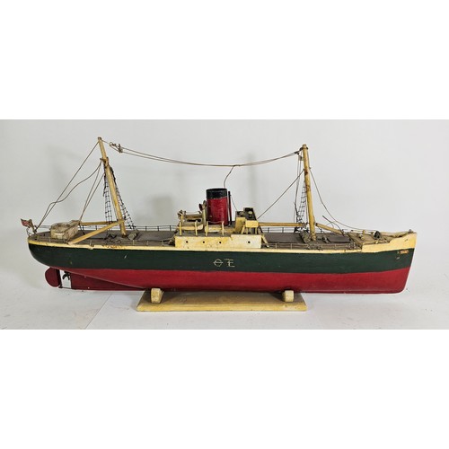 177 - A scratch built wooden model of the Wilson Shipping Line SS Erato, with rigging and spars, mounted o... 