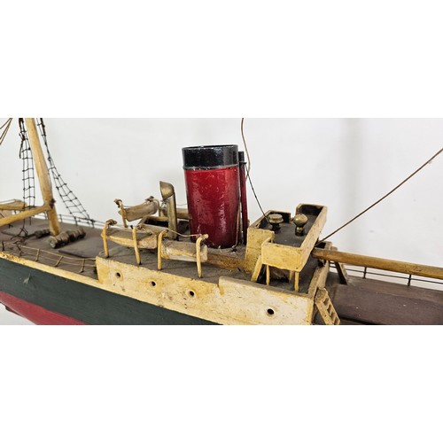 177 - A scratch built wooden model of the Wilson Shipping Line SS Erato, with rigging and spars, mounted o... 