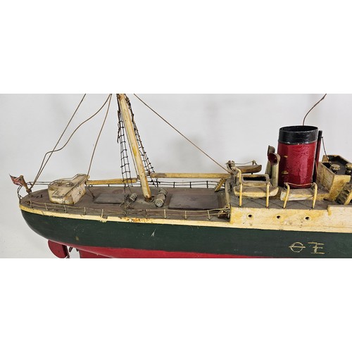 177 - A scratch built wooden model of the Wilson Shipping Line SS Erato, with rigging and spars, mounted o... 