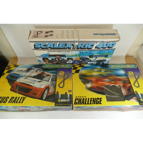 193 - Three boxed Scalextric model racing sets comprising of Scalextric Speed Challenge, Scalextric 400 an... 