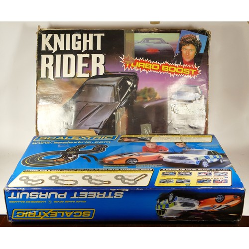 198 - Scalextric, a boxed knight Rider racing game (silver car missing), and a Street pursuit example.