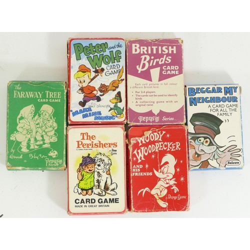 211 - Six assorted 20th century card games comprising of Faraway Tree by Enid Blyton, Peter & the Wolf, Be... 