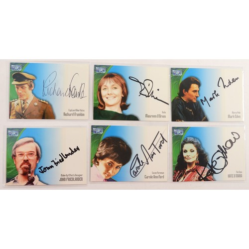 233 - A collection of 6x Strictly Ink Doctor Who autograph cards to include signatures from Barry Newbury,... 