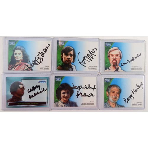 235 - A collection of 6x Strictly Ink Doctor Who autograph cards to include signatures from William Russel... 