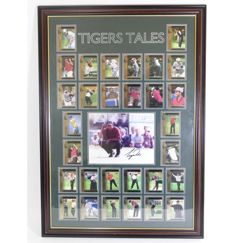 312 - Tigers Tales, a framed set of thirty trading cards together with a signed photograph of Tiger Woods,... 