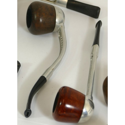 346 - Nine Falcon alloy and briar pipes and three spare bowls