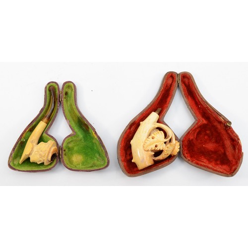 360 - A carved Meerschaum pipe in the form of a bunch of grapes, lacking mouthpiece, case and another depi... 