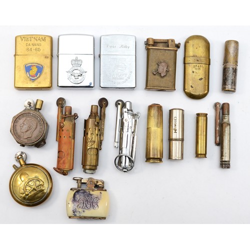 379 - Zippo, a brass petrol lighter, with VIETNAM, DA NANG, 64-65 and Infantry Training Regiment to one si... 