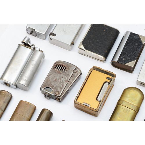 382 - Twenty various petrol lighters, including many hand made, one engraved, Souvenir of Mallawa 1945