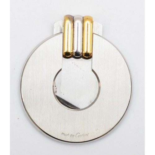 398 - Must de Cartier, a stainless steel and gold cigar cutter, c.1990, Made in France, 003286, 45mm