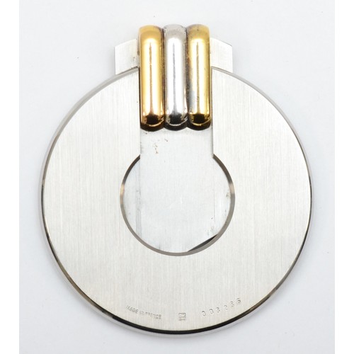 398 - Must de Cartier, a stainless steel and gold cigar cutter, c.1990, Made in France, 003286, 45mm