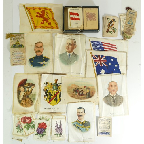 411 - A collection of silk and other cigarette cards, to include Lord Kitchener and President Wilson, toge... 