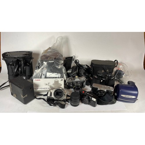 445 - Large assorted of Sony and Pantax 35mm and other cameras, together various accessories and film.