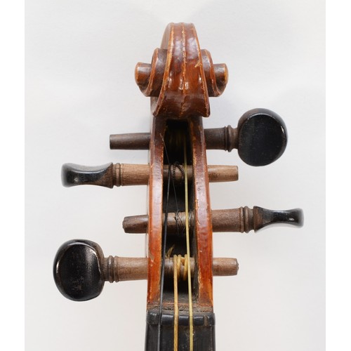 456 - A 20th century walnut Murdoch Murdoch & Co violin, 60cm, together with an ebony and mother of pearl ... 