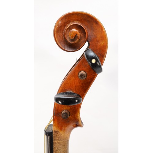 456 - A 20th century walnut Murdoch Murdoch & Co violin, 60cm, together with an ebony and mother of pearl ... 