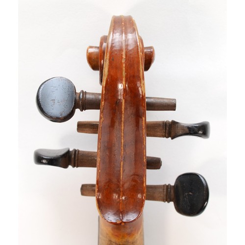 456 - A 20th century walnut Murdoch Murdoch & Co violin, 60cm, together with an ebony and mother of pearl ... 