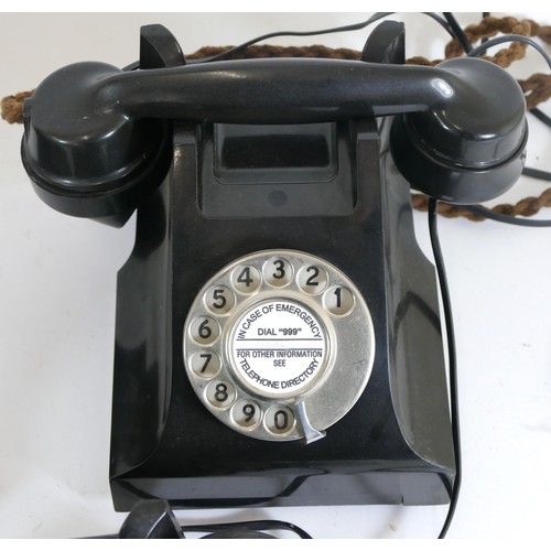 469 - Three 20th century black Bakelite electric telephones, each with chrome plated dialing plates