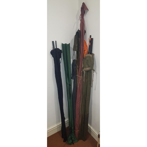 486 - A collection of ten mid 20th century and later split cane and fibre course fishing rods, makers to i... 