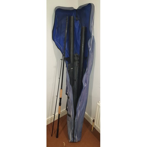 490 - A Maver Strongarm 1250 fishing pole, together with a Quick Silver carp rod, a Sonic rod, a brolly an... 