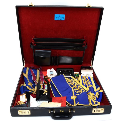 532 - Four Provincial Masonic Cheshire/Lancashire aprons and sashes, and other Masonic regalia including g... 