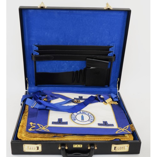 532 - Four Provincial Masonic Cheshire/Lancashire aprons and sashes, and other Masonic regalia including g... 