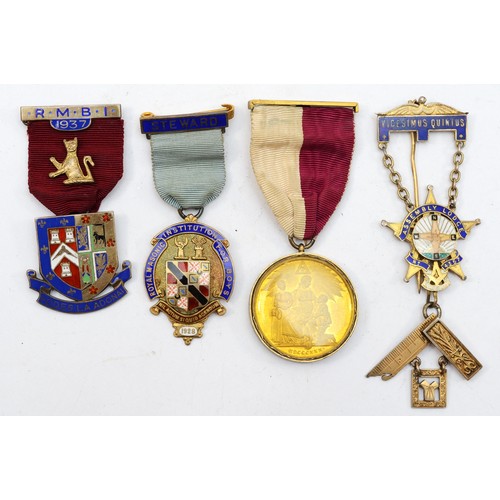 533 - Four silver and enamel Masonic Jewels, including Assembly Lodge, 4357, 106gm