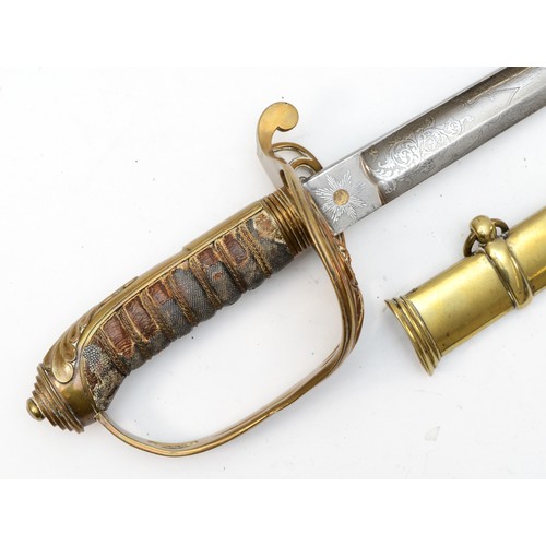 543 - An 1845 pattern British Officers sword, the blade and guard with Victorian cipher, signed Hamburger,... 