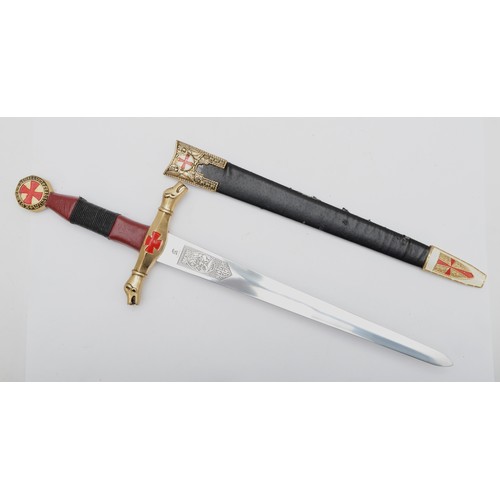 546 - A Knights Templar reproduction dagger, the 27cm blade stamped Toledo, scabbard

This product is not ... 