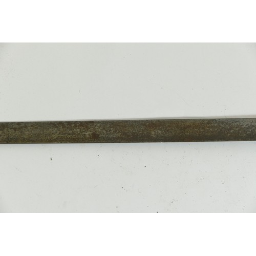 548 - A 19th century sword, steel hilt, blade 77cm, metal scabbard, probably not original to it, together ... 