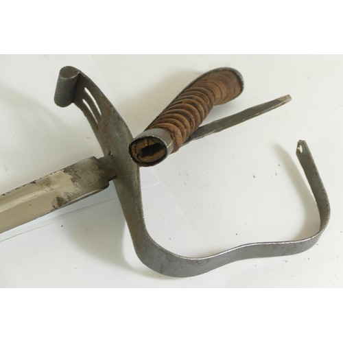 548 - A 19th century sword, steel hilt, blade 77cm, metal scabbard, probably not original to it, together ... 