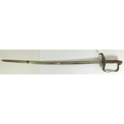 548 - A 19th century sword, steel hilt, blade 77cm, metal scabbard, probably not original to it, together ... 