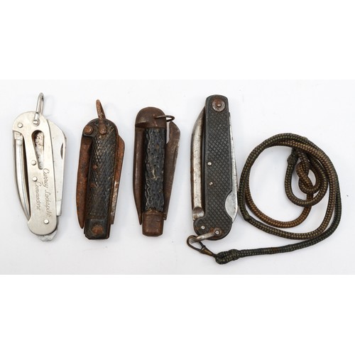 551 - A nickel Currey Lockspike Commodore marine knife and three other similar vintage examples

This blad... 