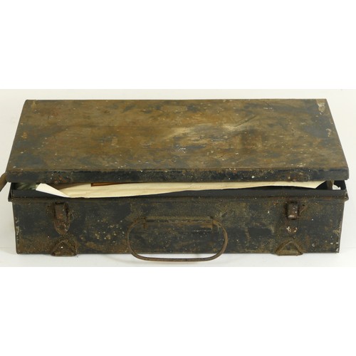 555 - A WWII medical kit in a metal box, 31 x 16 x 8cm