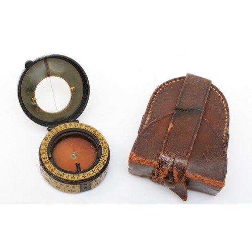 571 - A WWI compass by Gregory & Seeley Ltd, London, Barkers patents, leather case.