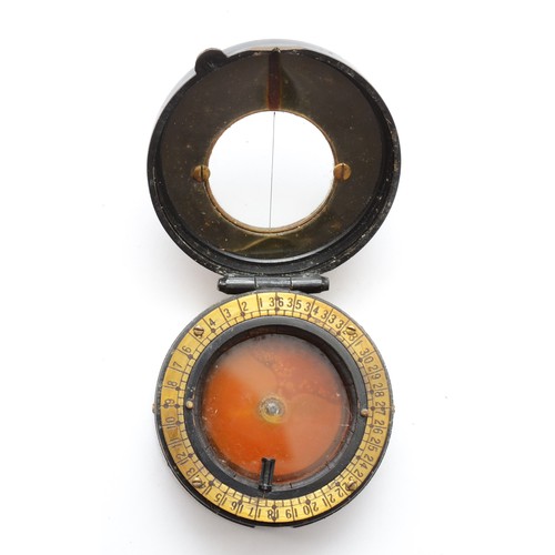 571 - A WWI compass by Gregory & Seeley Ltd, London, Barkers patents, leather case.