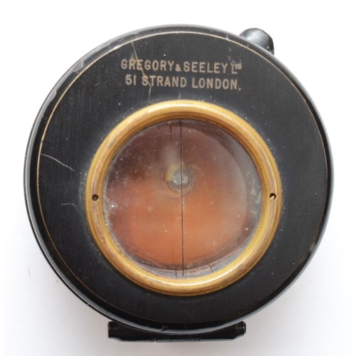 571 - A WWI compass by Gregory & Seeley Ltd, London, Barkers patents, leather case.