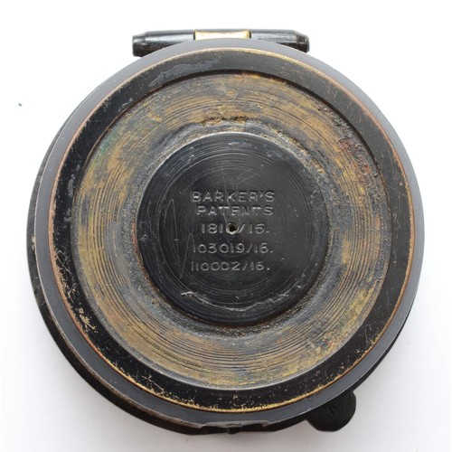 571 - A WWI compass by Gregory & Seeley Ltd, London, Barkers patents, leather case.