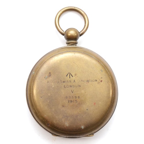 573 - WWI, an Anglo Swiss Association , London military compass, serial number 63596, dated 1915,45mm