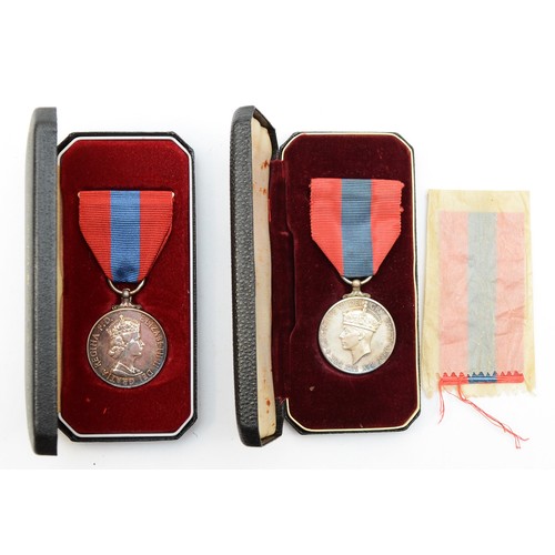 594 - GVI, Imperial Service Medal, named James Howie, and another, ERII, named Thomas Armstrong, both case... 