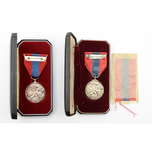 594 - GVI, Imperial Service Medal, named James Howie, and another, ERII, named Thomas Armstrong, both case... 