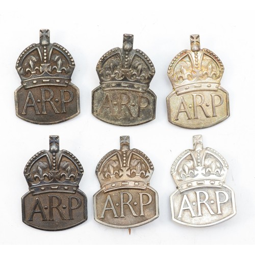 595 - Six silver ARP badges, London 1936-39