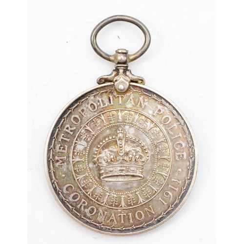 596 - GV, Metropolitan Police 1911 Coronation medal, named P.C. G. Funnell