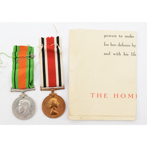 602 - WWII/ERII, Home Guard certificate, Percy Wilfred Moore, Defence medal and Special Constabulary medal... 