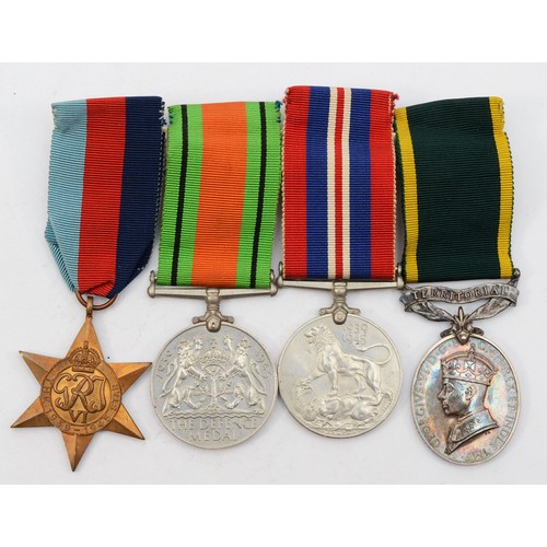 603 - WWII Territorial mounted group of four, 1939-1945 Star, Defence, War and Territorial, named 4690389 ... 