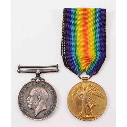 620 - WWI pair, War and Victory, named G 14649 Pte E.J.W. Harvey, Middlesex Regt, one ribbon